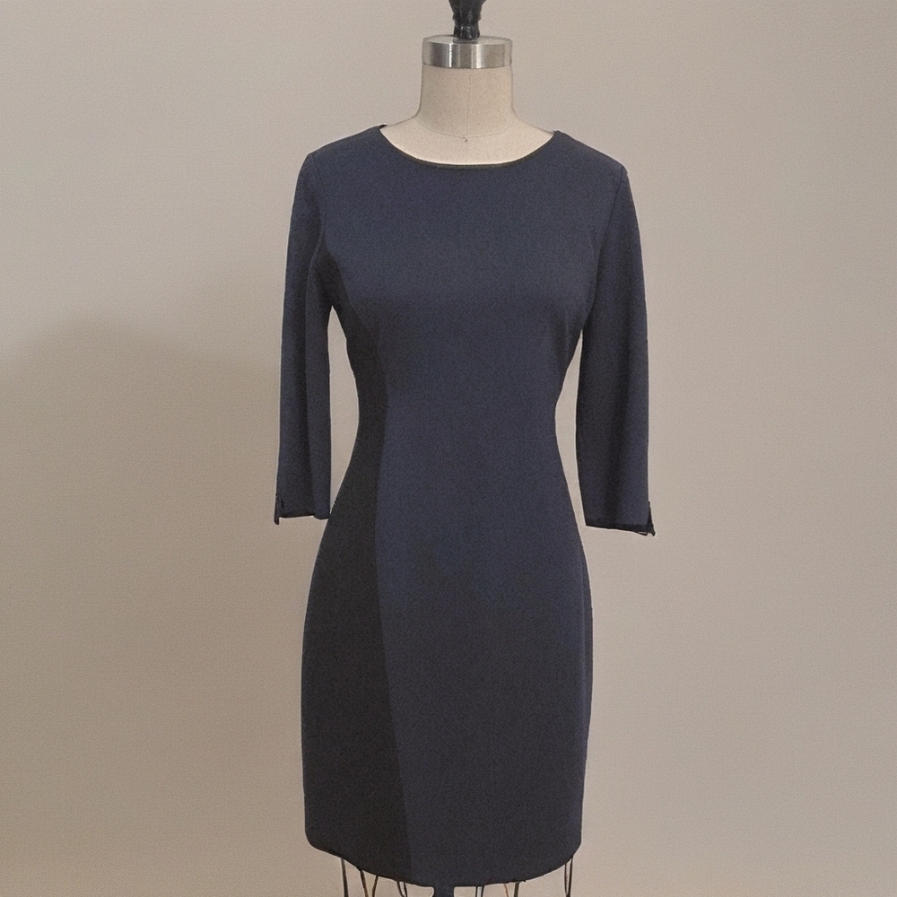 ElieTahari Navy & Black Colorblock Sheath Dress Size 8